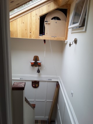 Home Dumbbell Installed in a small sloping void above a stairwell.